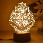 3D ночник USB Хогвартс, теплый белый свет