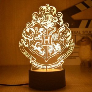3D ночник USB Хогвартс, теплый белый свет