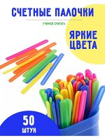 Счетные палочки 50 шт в пенале, разноцветные