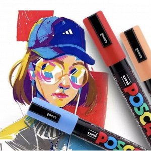 Маркеры Posca PC-5M акриловые водостойкие (набор 8 базовых цветов), Япония