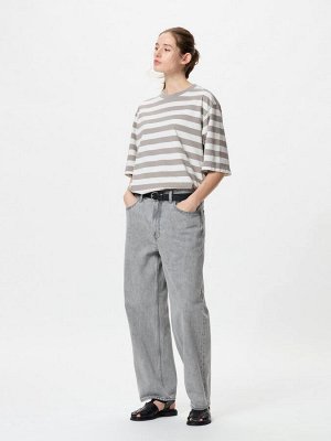 UNIQLO - хлопковая футболка оверсайз в полоску - 69 NAVY