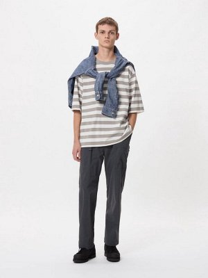 UNIQLO - хлопковая футболка оверсайз в полоску - 69 NAVY