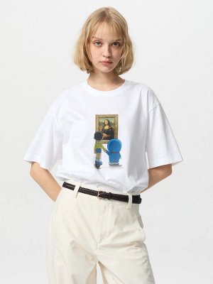 UNIQLO - футболка Doraemon & Louvre museum - 00 WHITE