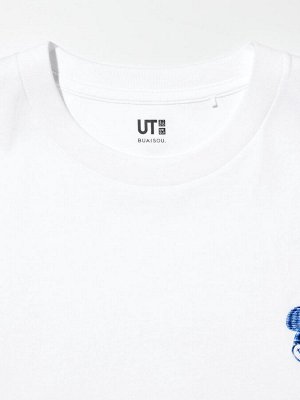 UNIQLO UT - хлопковая футболка Disney х BUAISOU с Микки Маусом, вдохновлённая японским индиго - 00 WHITE