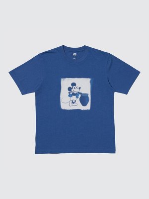 UNIQLO UT - хлопковая футболка Disney х BUAISOU с Микки Маусом, вдохновлённая японским индиго - 65 BLUE