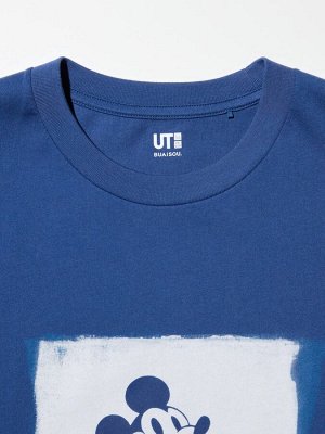 UNIQLO UT - хлопковая футболка Disney х BUAISOU с Микки Маусом, вдохновлённая японским индиго - 65 BLUE