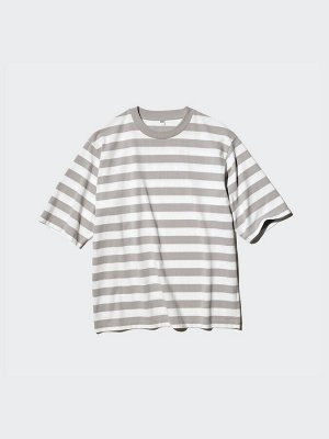 UNIQLO - хлопковая футболка оверсайз в полоску - 69 NAVY