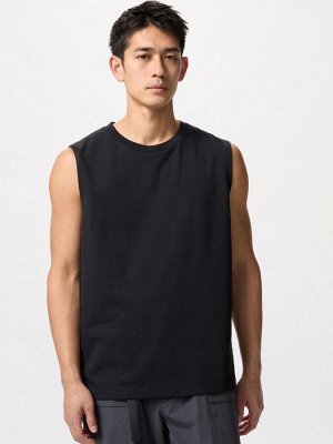 UNIQLO AIRism - базовая футболка без рукавов из хлопка - 09 BLACK