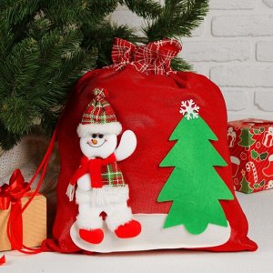 Мешок Деда Мороза «Снеговик», с ёлочкой