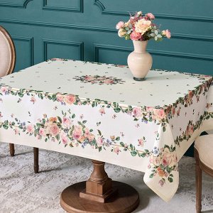 Скатерть Винтаж 140x180 см, Кремовая, 100% Хлопок с Пропиткой, Твил, 1 шт.
