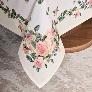 Скатерть Винтаж 140x180 см, Кремовая, 100% Хлопок с Пропиткой, Твил, 1 шт.