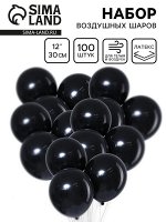 Воздушные шары латексные 12&quot;, 100 шт., чёрные
