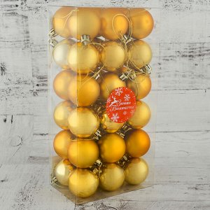 Набор шаров пластик d-4 см, 36 шт " Однотонный" золото