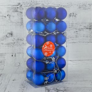 Набор шаров пластик d-4 см, 36 шт "Однотонный" синий