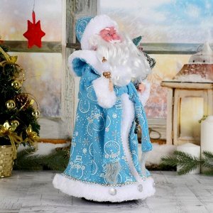 Дед Мороз "В синей шубке с подарками" двигается с подсветкой, 38 см