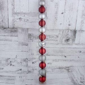 Набор шаров пластик d-6 см, 12 шт "Улыбка" серебристо-красный