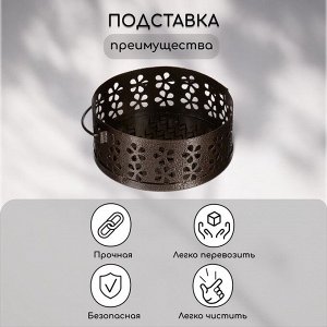 Подставка под спирали от комаров, для благовоний, с крышкой, металл, бронзовая, Greengo