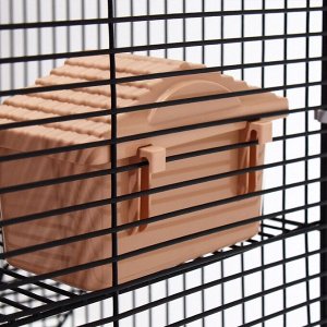 Клетка для грызунов "Пижон" 4 этажа, 42 х 30 х 65 см (2 домика, колесо, миска), беж