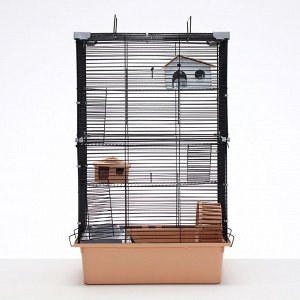 Клетка для грызунов"Пижон"  4 этажа, 42 х 30 х 65 см (+2 домика,2 колеса,миска), беж