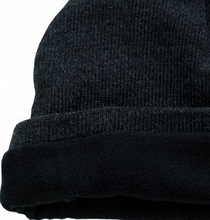 Черная мужская шапка трикотажной модели с нашивкой  (на флисе) №1563 ОСТАТКИ СЛАДКИ!!!!