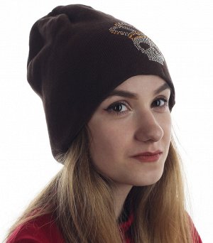 Шапка Роскошная женская шапка с аппликацией "Череп с короной" - модный дизайн, комфортная и теплая модель для любой погоды №1612 ОСТАТКИ СЛАДКИ!!!!