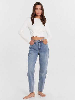 Брюки женские джинсовые Mom Fit в голубом цвете