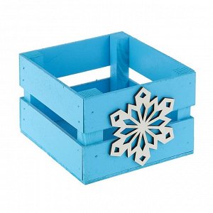 Ящик реечный Снежинка 13х13х9  см,голубой