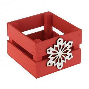 Ящик реечный Снежинка 13х13х9 см,красный