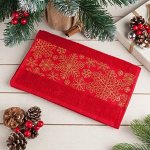 Полотенце махровое &quot;Снежинки&quot; красн 30х70 см 100% хл, 370гр/м2