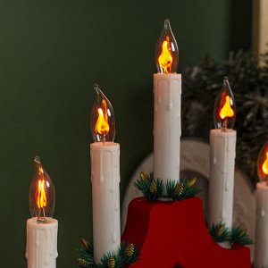 Фигура дерев. "Горка рождественская красная", 7 свечей, 1,5 Вт, Е12, 220V, ЭФФЕКТ ОГНЯ