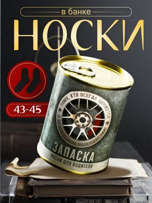 Носки в банке "Запаска для водителя" (мужские, цвет черный)