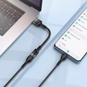 Переходник с USB мужской на Type-C женский черный для зарядки и передачи