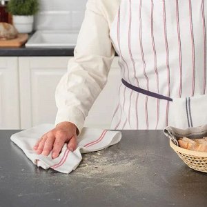 ХИЛЬДЕГУН Кухонное полотенце, белый-красный. 45х60см