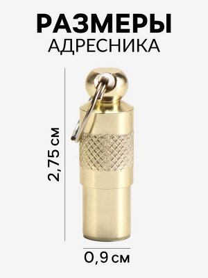Адресник-капсула под записку, 0,9 х 2,75 см, золотой