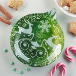 Блюдо сервировочное Доляна «Ёлочная игрушка. Олени», 18?15,5?1,7 см