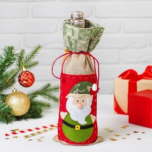 Одежда на бутылку «Дед Мороз», шапочка с рисунком, цвета МИКС