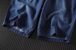 Мужские шорты из тонкой джинсы Tencel, пояс на резинке, синий