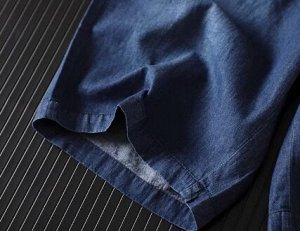 Мужские шорты из тонкой джинсы Tencel, пояс на резинке, синий