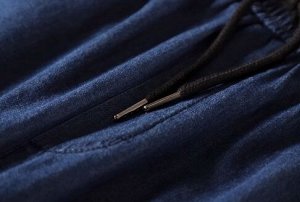 Мужские шорты из тонкой джинсы Tencel, пояс на резинке, синий