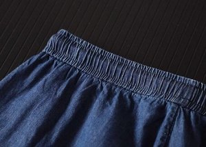Мужские шорты из тонкой джинсы Tencel, пояс на резинке, синий