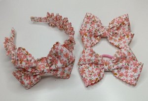Ободок для волос с бантом, в комплекте два бантика на резинке