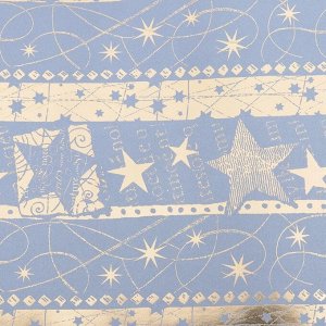 Бумага упаковочная, горячей штамповки "Звёзды Парижа", серо-голубой, 0,7 x 5 м