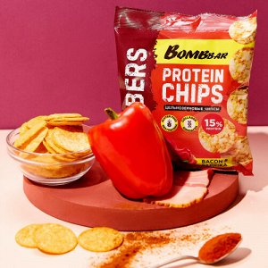 Чипсы цельнозерновые протеиновые со вкусом "Бекон с паприкой", TM "Bombbar", 50 гр