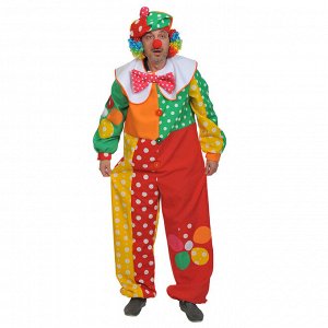 Карнавальный костюм "Клоун Филя", комбинезон, кепка, нос, пряди, р-р 52-54, рост 182 см, цвета МИКС