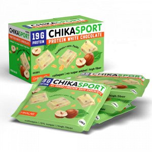 Шоколад "CHIKALAB" белый с фундуком и кукурузными чипсами 100 гр