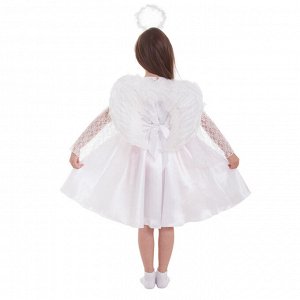 Карнавальный костюм "Ангел", платье, рукав 3/4 гипюр, нимб, крылья, р-р 32, рост 122-128 см