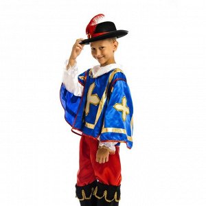 Карнавальный костюм «Мушкетёр», рубашка-накидка, брюки, сапоги, шляпа, р. 28, рост 110 см