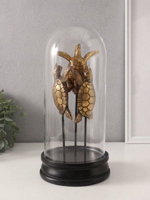 Фигурка в колбе «Три черепахи в море», полистоун, 14x14x30 см
