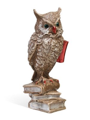 Фигурка гипс «Сова на книгах» коричневая, 14x6x6 см