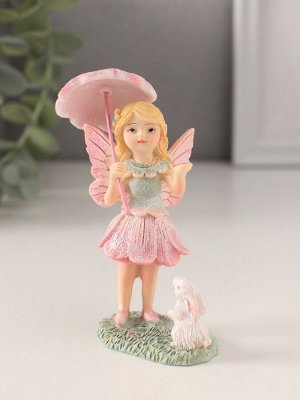 Фигурка полистоун «Девочка-фея под зонтиком с кроликом», 6.5x5x10.5 см
